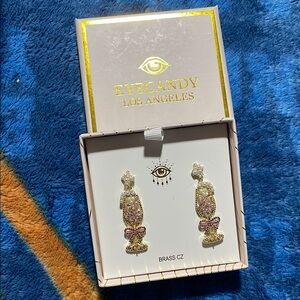 Eye Candy Gold and Pink Sparkle Earrings